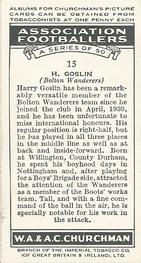 1938 Churchman's Association Footballers 1st Series #15 Henry Goslin Back