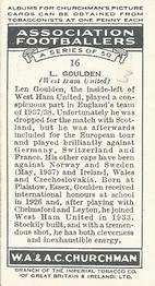 1938 Churchman's Association Footballers 1st Series #16 Len Goulden Back