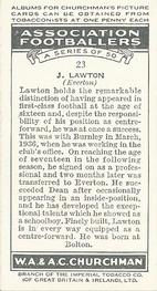 1938 Churchman's Association Footballers 1st Series #23 Tommy Lawton Back