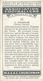 1938 Churchman's Association Footballers 1st Series #32 Jack Nicholas Back