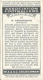 1938 Churchman's Association Footballers 1st Series #33 Berry Nieuwenhuys Back