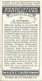 1938 Churchman's Association Footballers 1st Series #42 Bert Sproston Back