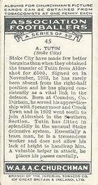 1938 Churchman's Association Footballers 1st Series #45 Arthur Tutin Back