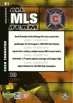 1999 Upper Deck MLS - All-MLS #B1 Zach Thornton Back
