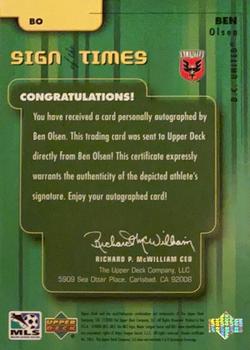 2000 Upper Deck MLS - Sign of the Times #BO Ben Olsen Back