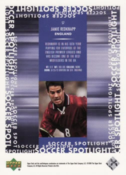 2000 Upper Deck MLS - Soccer Spotlight #S7 Jamie Redknapp Back