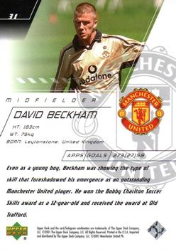 2001 Upper Deck Manchester United World Premiere #31 David Beckham Back