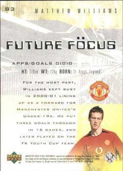 2002 Upper Deck Manchester United #83 Matthew Williams Back