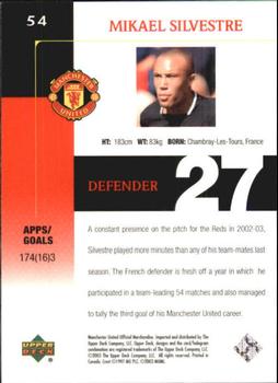 2003 Upper Deck Manchester United #54 Mikael Silvestre Back