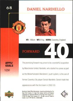 2003 Upper Deck Manchester United #68 Daniel Nardiello Back