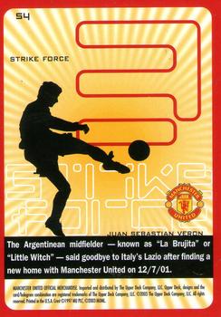 2003 Upper Deck Manchester United Strike Force #54 Juan Sebastian Veron Back
