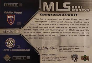 2005 Upper Deck MLS - MLS Dual Jerseys #EP-JC Eddie Pope / Jeff Cunningham Back