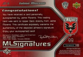 2005 Upper Deck MLS - MLSignatures #JO-S Jaime Moreno Back