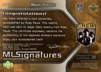 2005 Upper Deck MLS - MLSignatures #RP-S Ross Paule Back