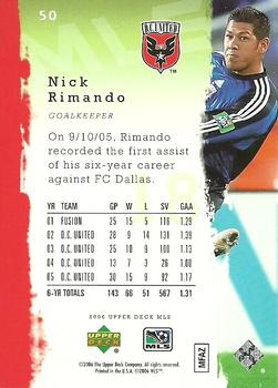 2006 Upper Deck MLS #50 Nick Rimando Back