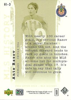 2006 Upper Deck MLS - History #HI-3 Ante Razov Back