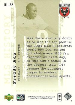 2006 Upper Deck MLS - History #HI-22 Freddy Adu Back