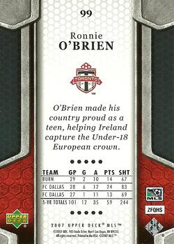2007 Upper Deck MLS #99 Ronnie O'Brien Back