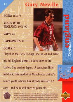 1998 Upper Deck England #11 Gary Neville Back