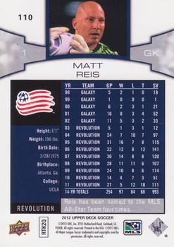 2012 Upper Deck MLS #110 Matt Reis Back