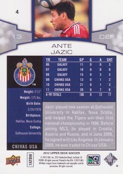 2012 Upper Deck MLS #4 Ante Jazic Back