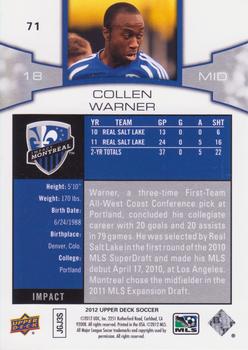 2012 Upper Deck MLS #71 Collen Warner Back