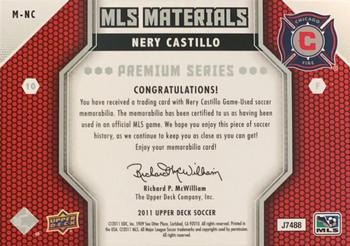 2011 Upper Deck MLS - MLS Materials Premium Series #M-NC Nery Castillo Back