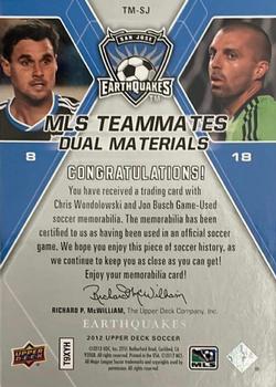 2012 Upper Deck MLS - MLS Teammates Dual Materials #TM-SJ Jon Busch / Chris Wondolowski Back