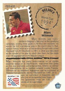 1993 Upper Deck World Cup Preview (English/Spanish) - Future Stars #FS15 Marc Wilmots Back