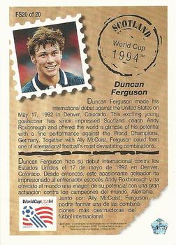 1993 Upper Deck World Cup Preview (English/Spanish) - Future Stars #FS20 Duncan Ferguson Back