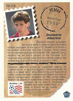 1993 Upper Deck World Cup Preview (English/Spanish) - Future Stars #FS2 Demetrio Albertini Back