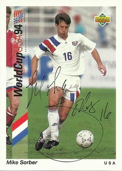 1993 Upper Deck World Cup Preview (English/Spanish) - USA Autographed #16 Mike Sorber Front