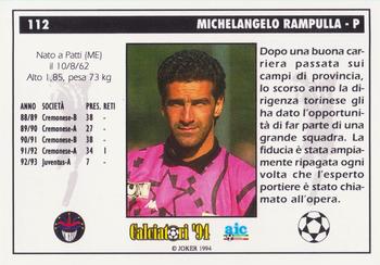 1994 Joker Italian League #112 Michelangelo Rampulla Back