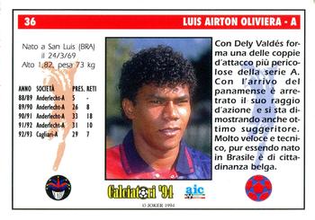 1994 Joker Italian League #36 Luis Oliveira Back