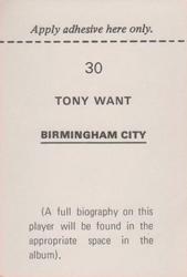 1972-73 FKS Wonderful World of Soccer Stars Stickers #30 Tony Want Back