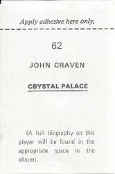 1972-73 FKS Wonderful World of Soccer Stars Stickers #62 John Craven Back