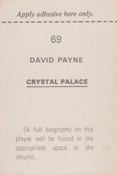 1972-73 FKS Wonderful World of Soccer Stars Stickers #69 David Payne Back