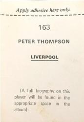 1972-73 FKS Wonderful World of Soccer Stars Stickers #163 Peter Thompson Back