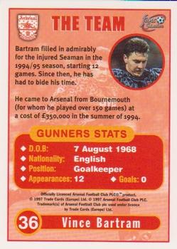1997-98 Futera Arsenal Fans' Selection #36 Vince Bartram Back