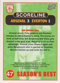 1997-98 Futera Arsenal Fans' Selection #47 Arsenal 3 Everton 1 Back
