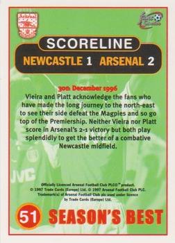 1997-98 Futera Arsenal Fans' Selection #51 Newcastle 1 Arsenal 2 Back