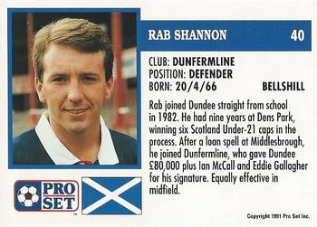 1991-92 Pro Set (Scotland) #40 Rab Shannon Back