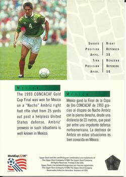 1994 Upper Deck World Cup Contenders English/Spanish - Hot Shots #HS2 Nacho Ambriz Back