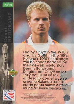 1994 Upper Deck World Cup Contenders English/Spanish - World Cup Superstars #2 Dennis Bergkamp Back