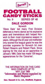 1989-90 Barratt Football Candy Sticks #9 Dale Gordon Back