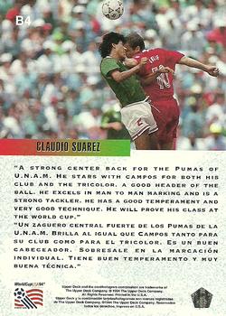 1994 Upper Deck World Cup Contenders English/Spanish - Bora's Fantasy Team #B4 Claudio Suarez Back