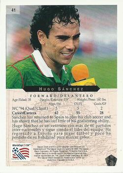1994 Upper Deck World Cup Heroes and All-Stars #41 Hugo Sanchez Back