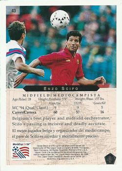 1994 Upper Deck World Cup Heroes and All-Stars #43 Enzo Scifo Back