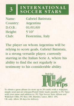1998 Brooke Bond International Soccer Stars #3 Gabriel Batistuta Back