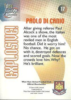2000 Futera Fans Selection West Ham - Foil #17 Paolo Di Canio Back